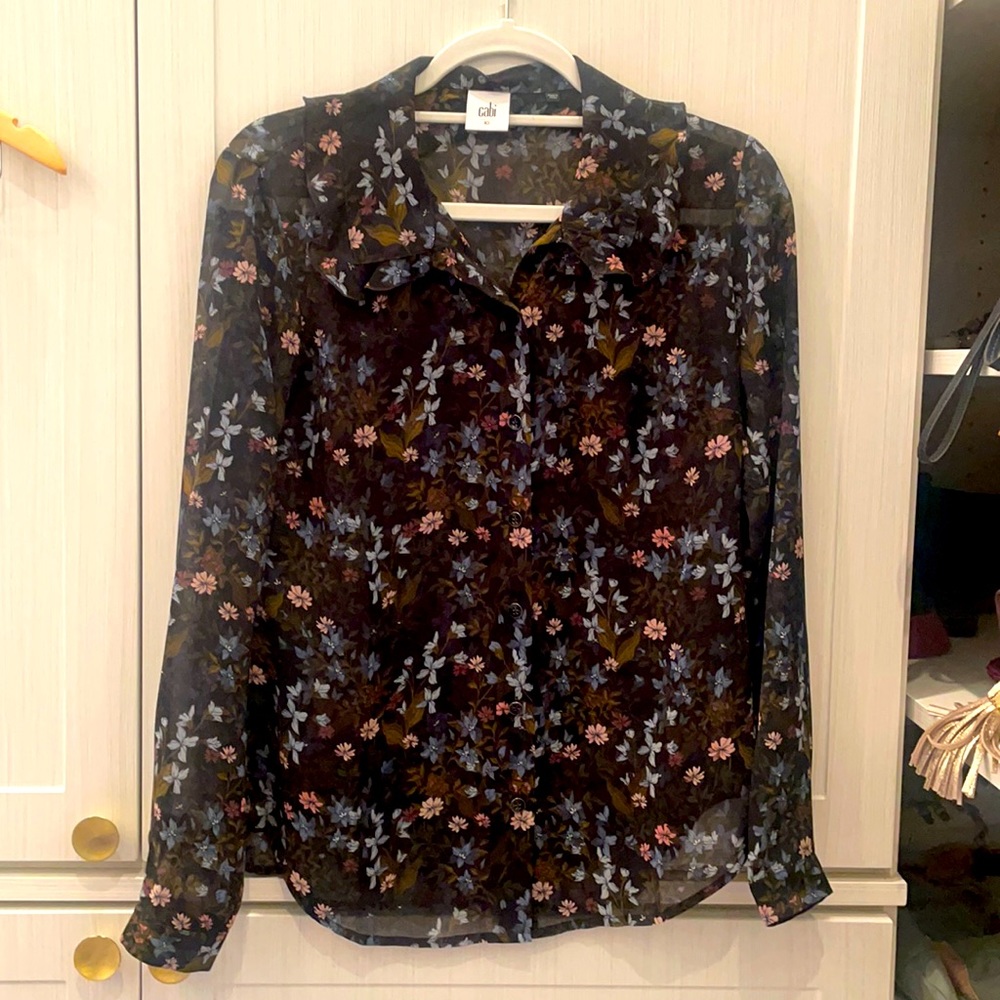 Cabi sheer floral blouse in XS
